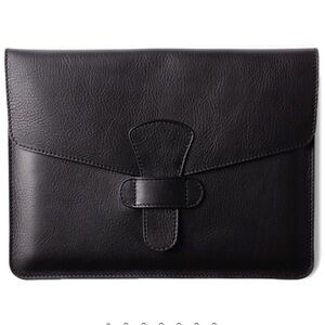 Frank Clegg Smooth Tumbled Black Leather iPad Case Monogrammed JEM